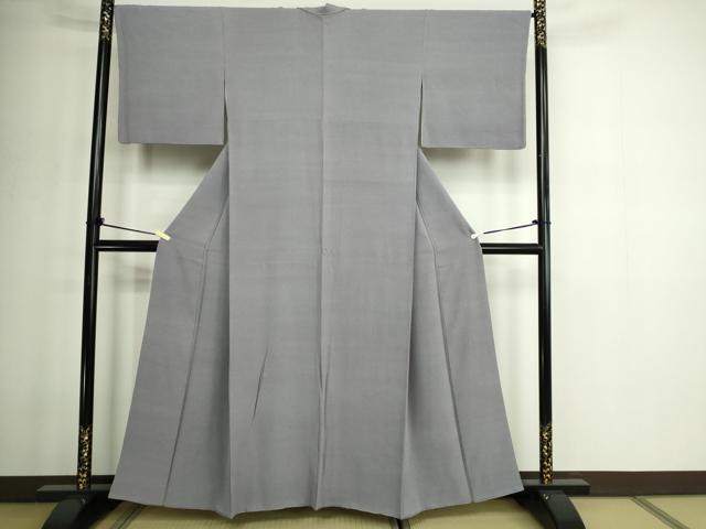平和屋着物■上質な色無地 お召縮緬 霞色 正絹 逸品 DABE9200sf