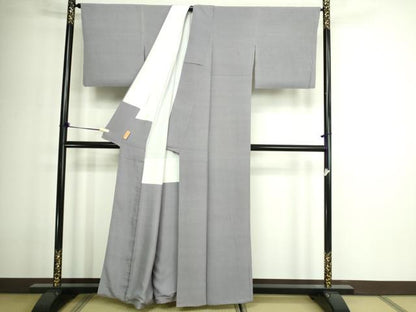 平和屋着物■上質な色無地 お召縮緬 霞色 正絹 逸品 DABE9200sf