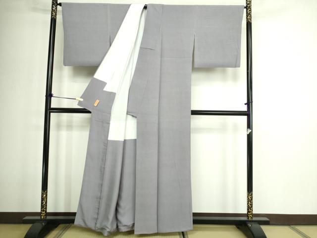 平和屋着物■上質な色無地 お召縮緬 霞色 正絹 逸品 DABE9200sf