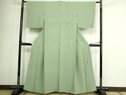 平和屋着物■上質な色無地 作家物 山葵色 正絹 逸品 DABE9203sf