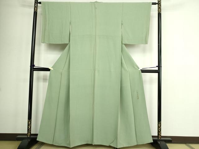 平和屋着物■上質な色無地 作家物 山葵色 正絹 逸品 DABE9203sf