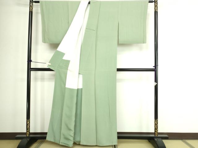 平和屋着物■上質な色無地 作家物 山葵色 正絹 逸品 DABE9203sf