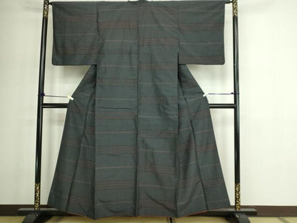 平和屋着物■上質な紬 格子 正絹 逸品 DABE9206sf