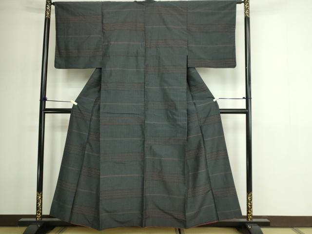平和屋着物■上質な紬 格子 正絹 逸品 DABE9206sf