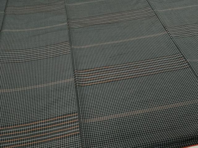 平和屋着物■上質な紬 格子 正絹 逸品 DABE9206sf