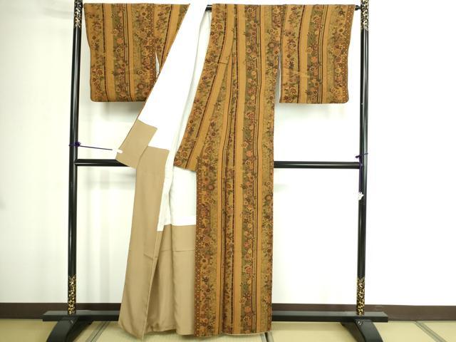 平和屋着物■上質な小紋 草花間道 正絹 逸品 DABE9208sf