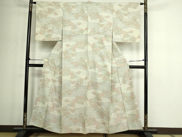 平和屋着物■上質な紬 風景草花文 正絹 逸品 DABE9209sf