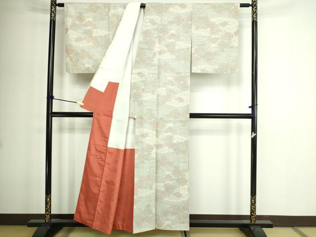 平和屋着物■上質な紬 風景草花文 正絹 逸品 DABE9209sf