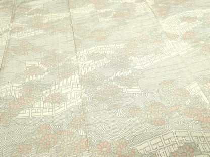 平和屋着物■上質な紬 風景草花文 正絹 逸品 DABE9209sf