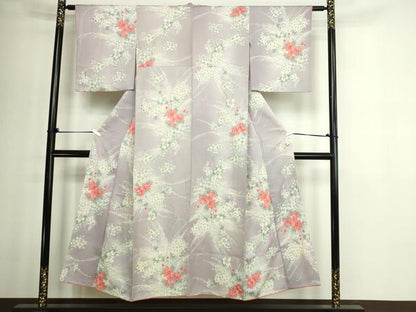 平和屋着物■上質な小紋 草花文 金彩 正絹 逸品 DABE9226sf
