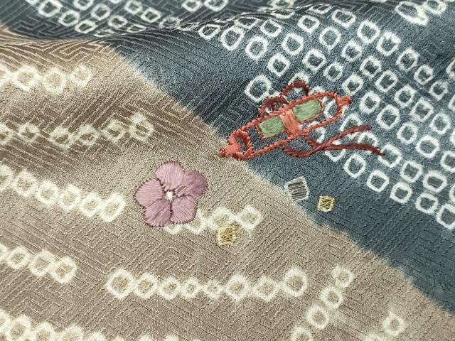 平和屋着物■訪問着 絞り 刺繍 器物文 金彩 正絹 逸品 DABE9227sf