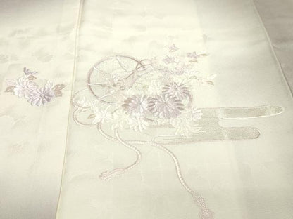 平和屋着物■訪問着 刺繍 草花文 正絹 逸品 DABE9229sf