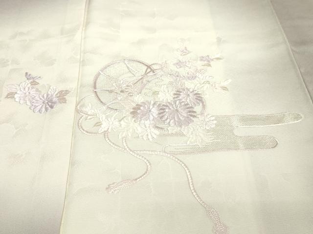 平和屋着物■訪問着 刺繍 草花文 正絹 逸品 DABE9229sf
