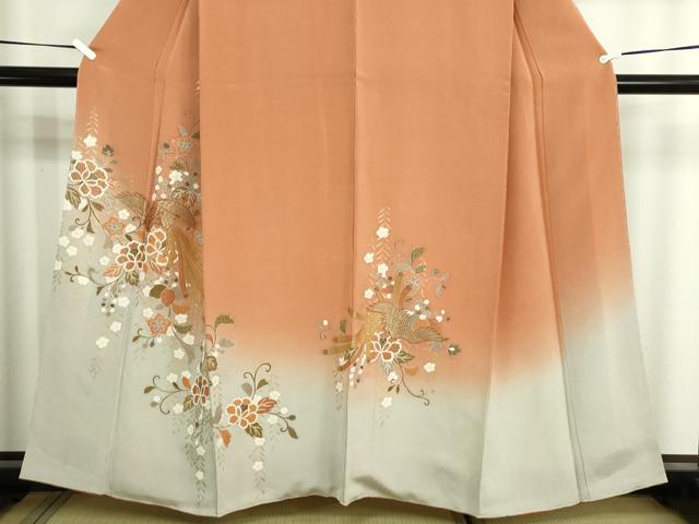 平和屋着物■訪問着 鳳凰更紗花文 暈し染め 金彩 正絹 逸品 DABE9230sf