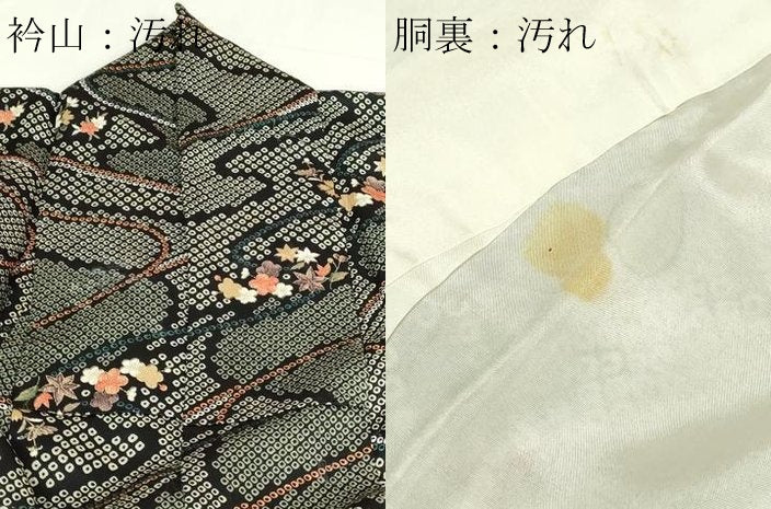 平和屋着物■上質な小紋 草花文 黒地 金彩 正絹 逸品 DABE9232sf