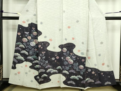 平和屋着物■訪問着 草花文 金彩 無落款 正絹 逸品 DABE9239sf