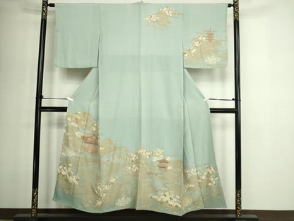 平和屋着物■訪問着 風景草花文 金彩 正絹 逸品 DABE9243sf