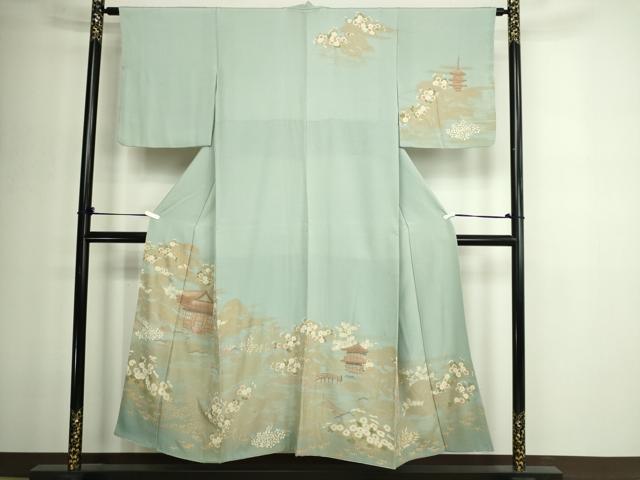 平和屋着物■訪問着 風景草花文 金彩 正絹 逸品 DABE9243sf