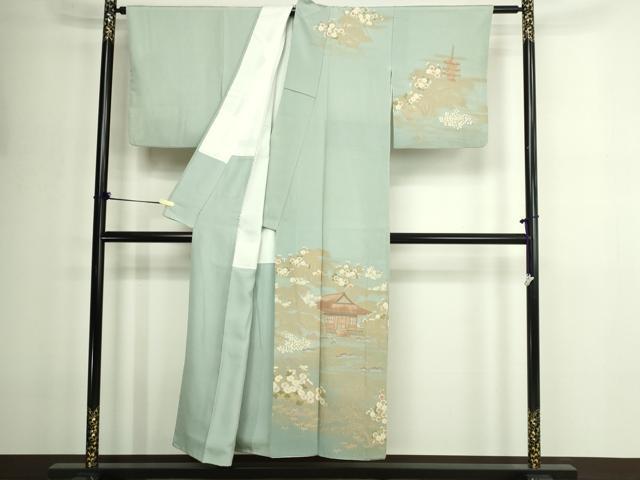 平和屋着物■訪問着 風景草花文 金彩 正絹 逸品 DABE9243sf
