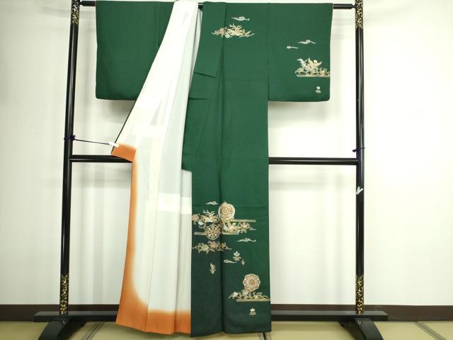 平和屋着物■訪問着 鳳凰正倉院花文 暈し染め 金彩 正絹 逸品 DABE9245sf