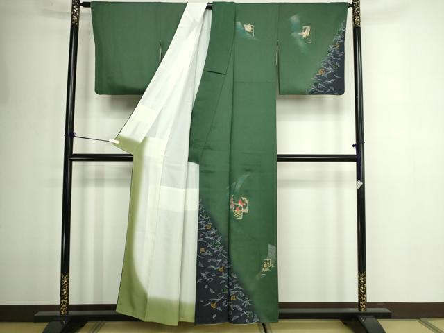 平和屋着物■訪問着 刺繍 花蝶文 金彩 正絹 逸品 DABE9248sf