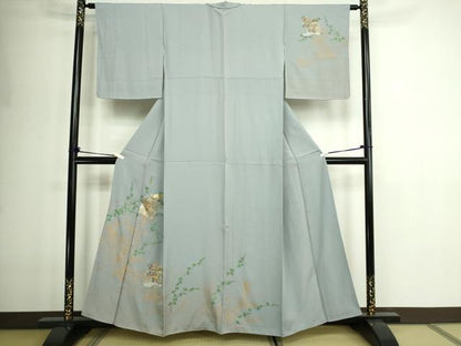 平和屋着物■訪問着　草花文　金銀彩　正絹　逸品　DABE9249sf