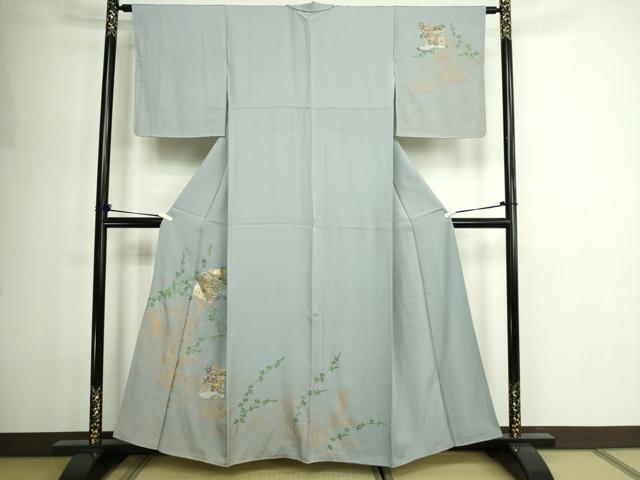 平和屋着物■訪問着　草花文　金銀彩　正絹　逸品　DABE9249sf