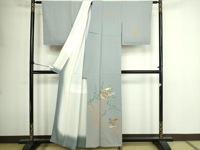 平和屋着物■訪問着　草花文　金銀彩　正絹　逸品　DABE9249sf
