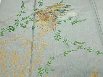 平和屋着物■訪問着　草花文　金銀彩　正絹　逸品　DABE9249sf