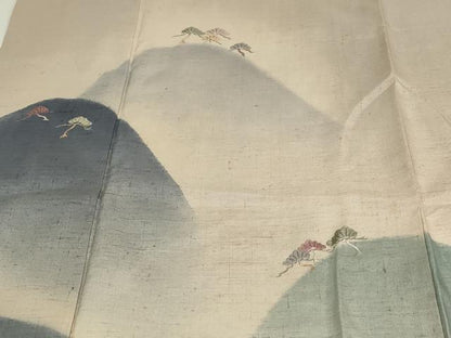 平和屋着物■訪問着　紬地　刺繍　重ね山松文　暈し染め　正絹　逸品　DABE9260sf