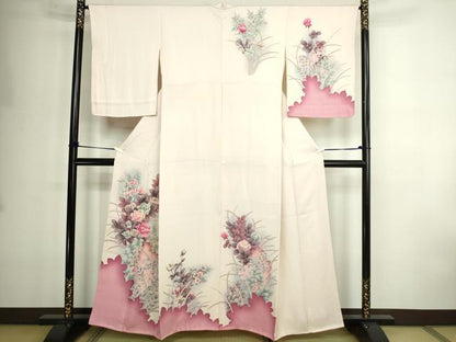 平和屋着物■訪問着　草花文　暈し染め　正絹　逸品　DABE9262sf