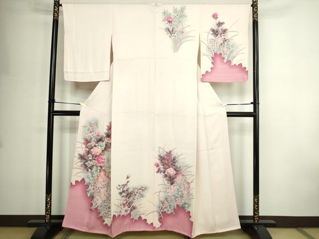 平和屋着物■訪問着　草花文　暈し染め　正絹　逸品　DABE9262sf
