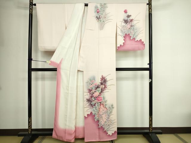 平和屋着物■訪問着　草花文　暈し染め　正絹　逸品　DABE9262sf