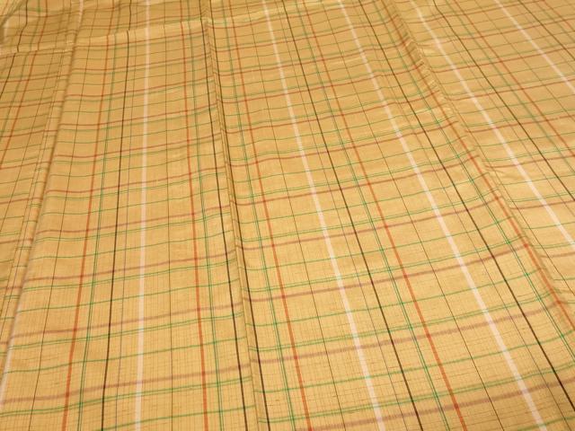 平和屋着物■上質な紬　格子　正絹　逸品　DABE9264sf