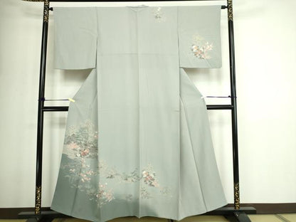 平和屋着物■訪問着　風景草花文　正絹　逸品　DABE9268sf