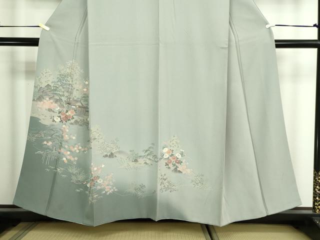 平和屋着物■訪問着　風景草花文　正絹　逸品　DABE9268sf