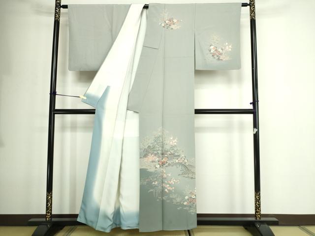 平和屋着物■訪問着　風景草花文　正絹　逸品　DABE9268sf