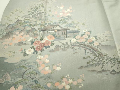 平和屋着物■訪問着　風景草花文　正絹　逸品　DABE9268sf