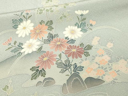 平和屋着物■訪問着　風景草花文　正絹　逸品　DABE9268sf
