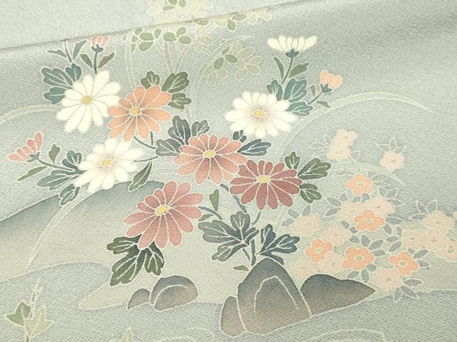 平和屋着物■訪問着　風景草花文　正絹　逸品　DABE9268sf