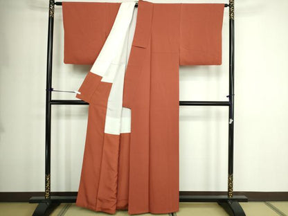 平和屋着物■上質な色無地 団十郎茶色 正絹 逸品 DABE9270sf