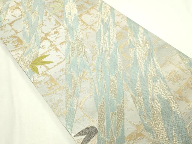 平和屋本店▼両方向全通柄袋帯　唐織　笹竹文　本金プラチナ箔　正絹　逸品　DABE9275sf 平和屋本店▽両方向全通柄袋帯 唐織 笹竹文 本金プラチナ箔