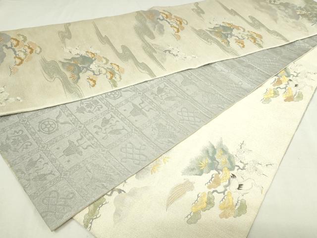 平和屋本店▼世界的友禅作家　千地泰弘　両面　六通柄袋帯　飛天来迎十福之図　本金箔　正絹　逸品　DABE9276sf 平和屋本店▽世界的友禅作家 千地泰弘 両面 六通柄袋帯 飛天来迎十福之