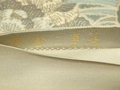 平和屋本店▼六通柄袋帯　尾長鳥花文　本金二重箔　正絹　逸品　DABE9278sf