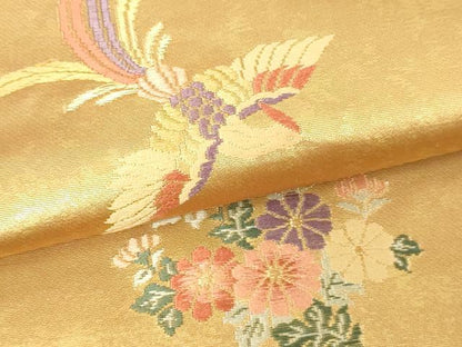 平和屋本店▼六通柄袋帯　唐織　鳳凰花蝶文　慴金錦引箔　正絹　逸品　DABE9280sf