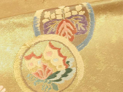 平和屋本店▼六通柄袋帯　唐織　鳳凰花蝶文　慴金錦引箔　正絹　逸品　DABE9280sf