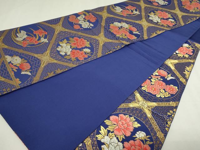 平和屋本店▼六通柄袋帯　唐織　草花丸文　本金箔　正絹　逸品　DABE9281sf 平和屋本店▽六通柄袋帯 唐織 草花丸文 本金箔 正絹 逸品 DABE9281sf