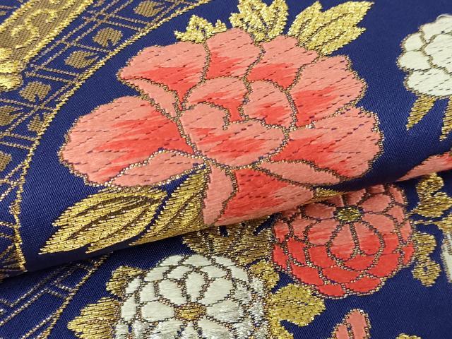 平和屋本店▼六通柄袋帯　唐織　草花丸文　本金箔　正絹　逸品　DABE9281sf 平和屋本店▽六通柄袋帯 唐織 草花丸文 本金箔 正絹 逸品 DABE9281sf