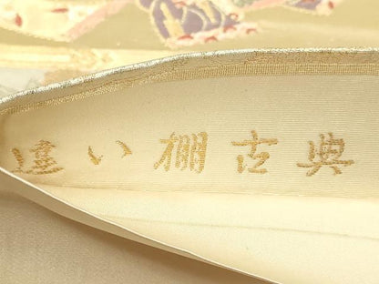 平和屋本店▼六通柄袋帯　唐織　違い棚古典　本金箔　正絹　逸品　DABE9285sf