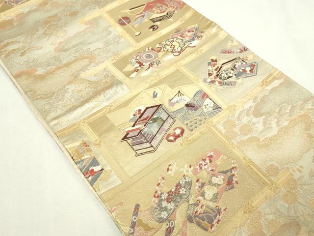 平和屋本店▼六通柄袋帯　唐織　違い棚古典　本金箔　正絹　逸品　DABE9285sf 平和屋本店▽六通柄袋帯 唐織 違い棚古典 本金箔 正絹 逸品 DABE9285sf